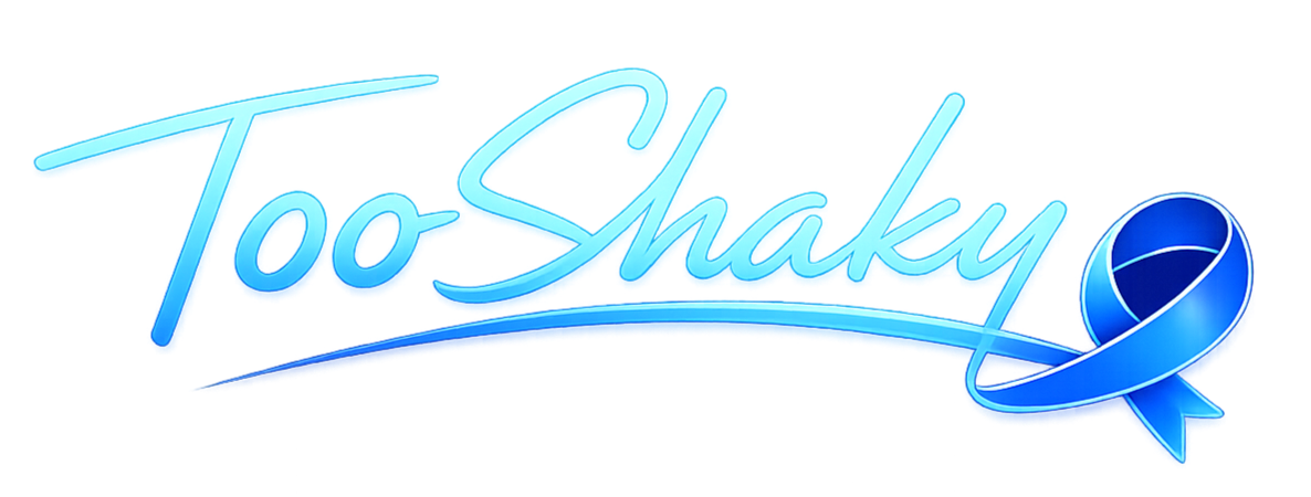 TooShaky Parkinson's advocacy logo with awareness ribbon